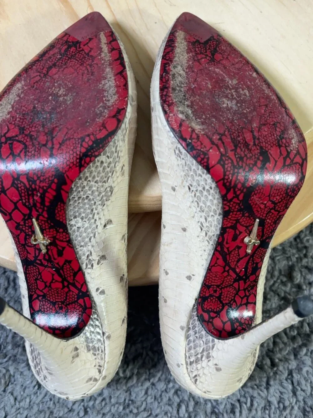 Cesare Paciotti Pumps Womens Size 6 Leather Stiletto Heel Snakeskin Print Italy